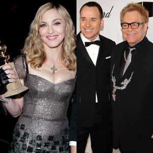 Madonna, Elton John, David Furnish Madonna, Elton John, David Furnish